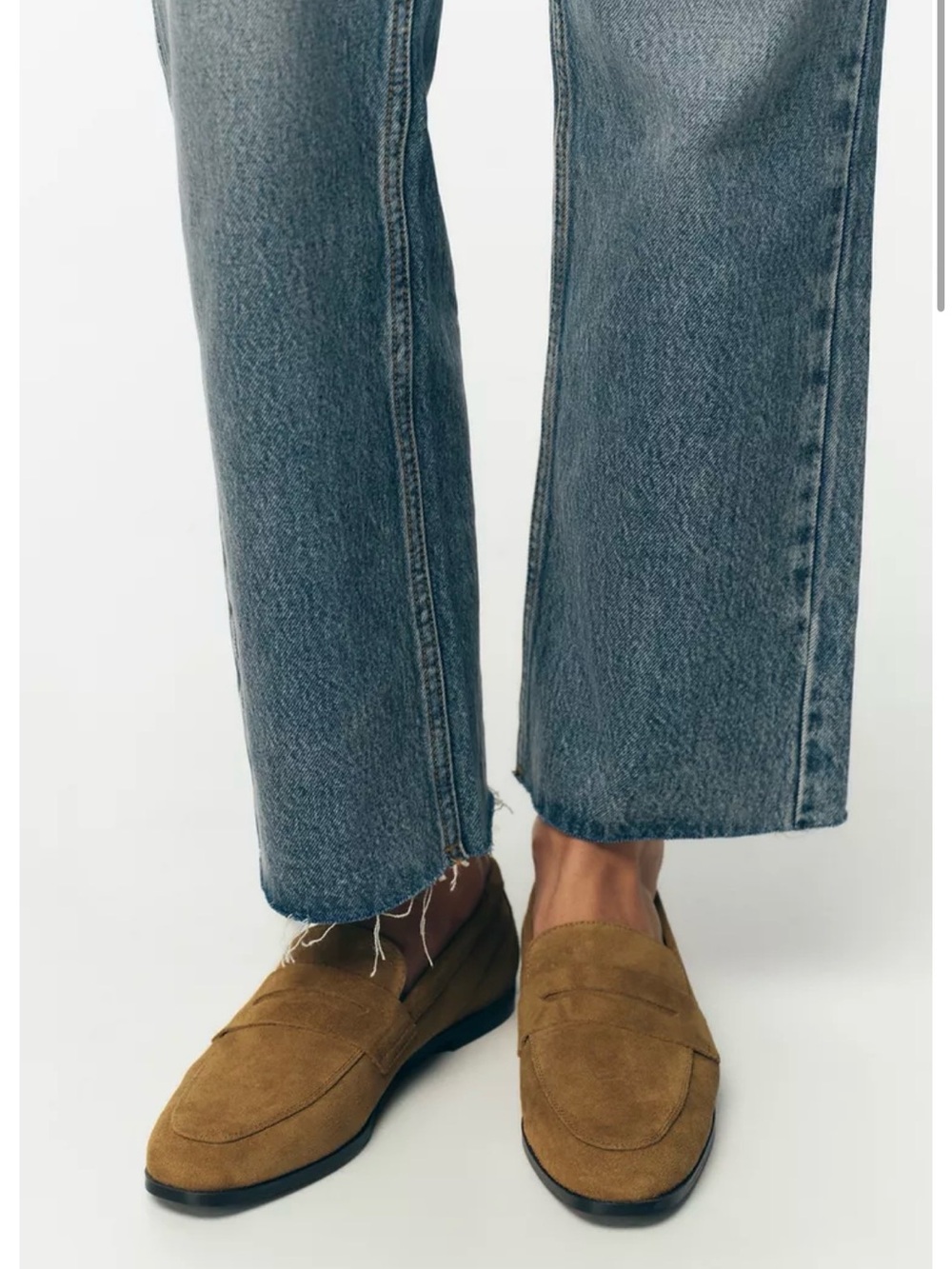 Zara Suede Penny Loafer Brown/Camel Size 8.5